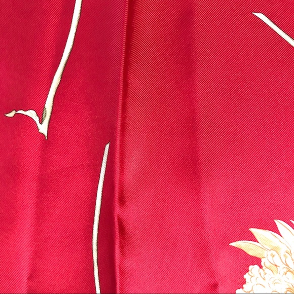 Salvatore Ferragamo Red Floral Square Silk Scarf - Picture 4 of 9